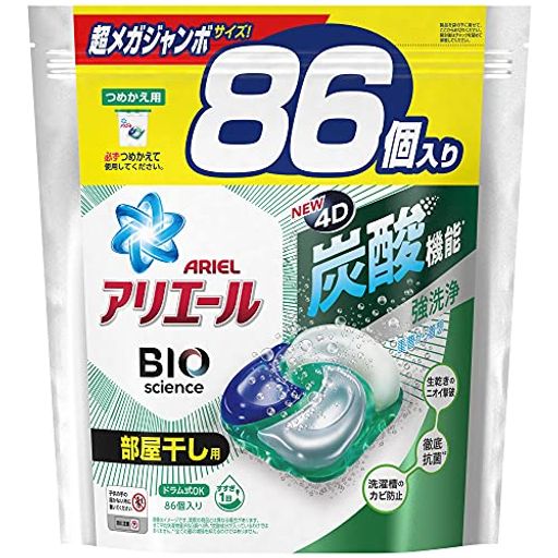 [大容量] アリエール ジェルボール4D 洗濯洗剤 部屋干し詰め替え 86個