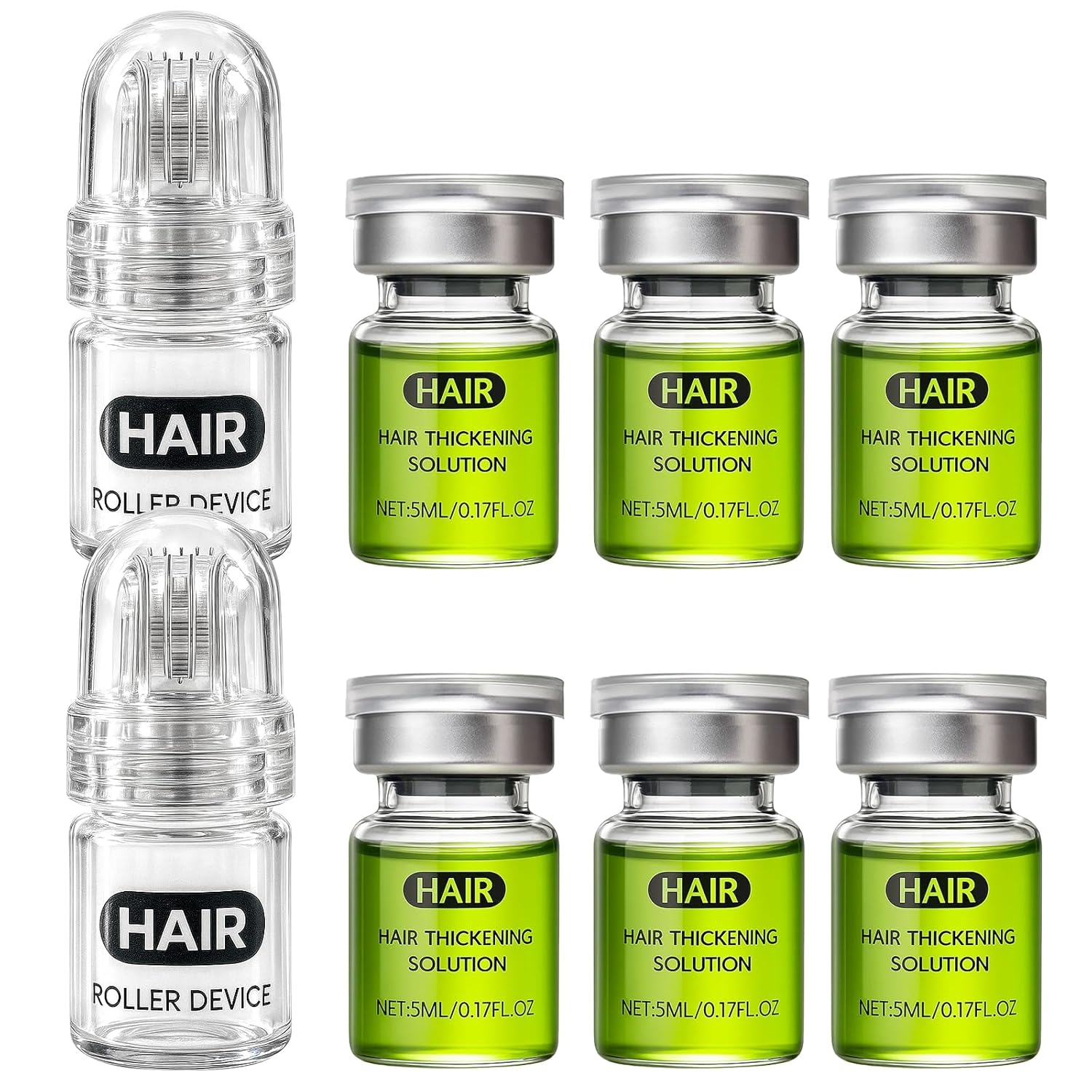 育毛システムマイクロローラー&ジンジャーを使用した育毛血清女性と男性のためのローズマリー数週間でより健康的な髪のためにと闘う