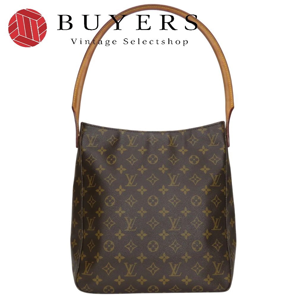 中古 ショルダーバッグ ルーピングGM M51145 モノグラム ヌメ革 ブラウン 肩掛け 普段使い カジュアル ワンショルダー レディース 女性