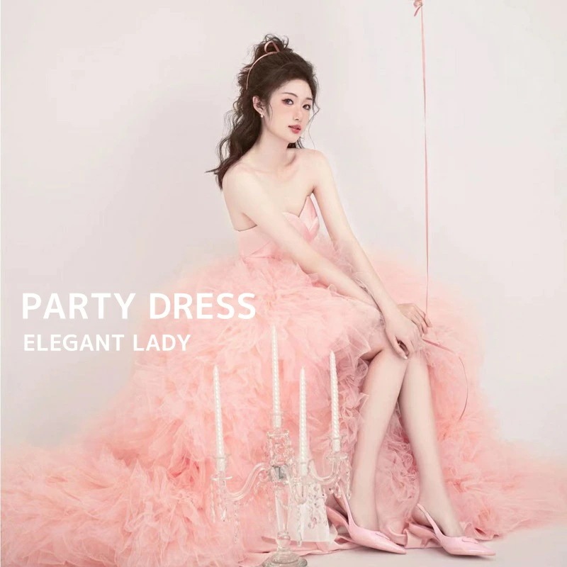 スウィート 姫系 レディースドレス 花嫁ドレス 撮影 高級感 チューブトップ おしゃれ エレガント 上品 きれいめ 編み上げ ピンク 披露宴 二次会 前撮り 後撮り 可愛い 成人式 礼服 結婚式 イブ 8,746円