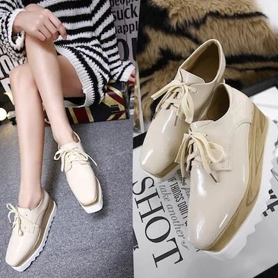 【20点セット】【急速出荷】2COLORプラットフォームシューズHIGHヒール：5-7CM動きやすいシューズスニーカー