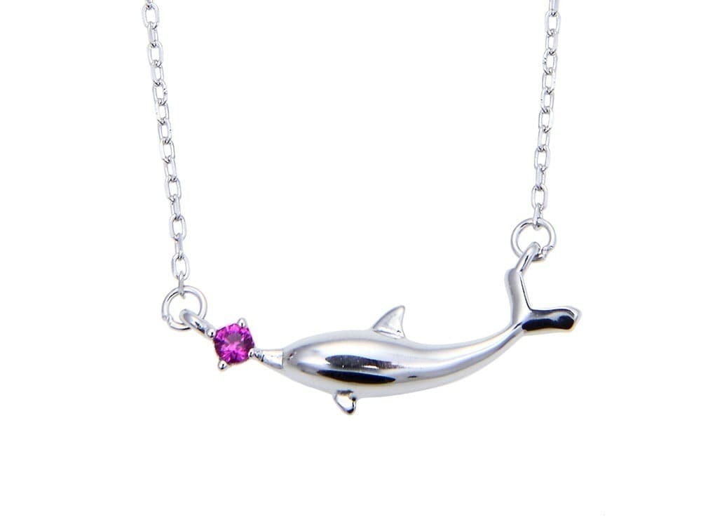 ネックレス レディース 925 ペンダント 一粒 cz シンプル 金属アレルギー対応 ジュエリー アクセサリー イルカ SILVER925 プレゼント ギフト カジュアル ブライダル 大人 上