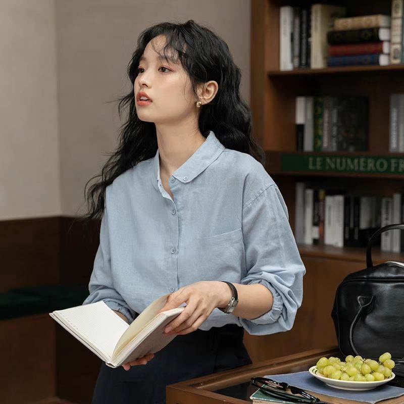 トップス レディース ボタンダウンシャツ ブラウス 羽織り 長袖 日焼け防止 紫外線予防 冷房対策 長袖 ボタン 前開き 襟付き 丸襟 ドロップショルダー ポケット 大人可愛い おしゃれ お洒落 かっ