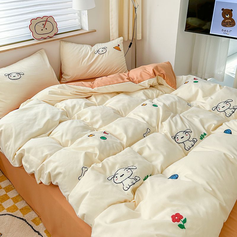 クレヨンしんちゃん プリンセススタイルベッド4点セット 純綿100 シングル布団カバー ドミトリー用寝具3点セット