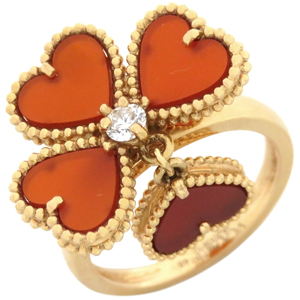 ヴァンクリーフアーペル Van Cleef & Arpels リング 指輪 スウィート アルハンブラ エフイヤージュ K18PG ダイヤモンド カーネリアン ローズゴールド #48(JP8) ピンク
