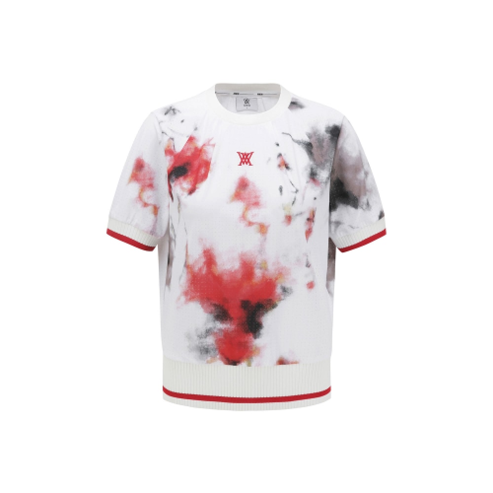 アニューゴルフレディースエアドットラウンドショートTシャツ_WH