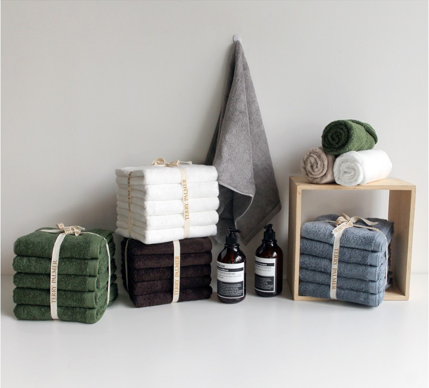 テリーファーマー 180g 無蛍光 バンブータオル 10枚 / ヨーロッパ OEKO-TEX 認証/ カラフル 韓国タオル/ バスルームインテリア/ コマサコットン/ シャンプーシャワータオル