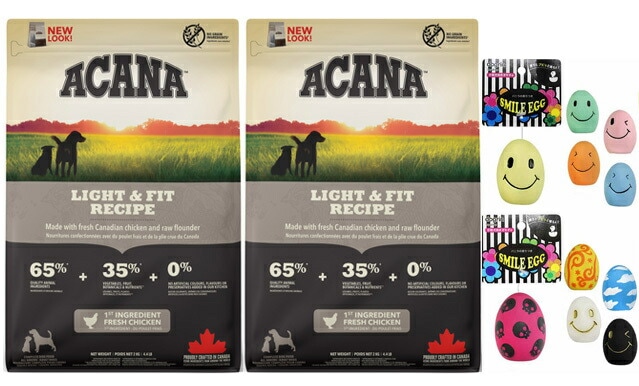 【正規品】アカナ ライト&フィットレシピ 2kg 2個セット【スマイルエッグ付】