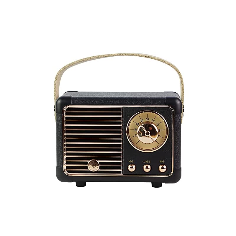 ESBOOK ポータブルSpeaker ミニレトロなかわいい低音スピーカー 小型/TFカード/AUX対応/携帯電話に適用する Ipad PC (Black)