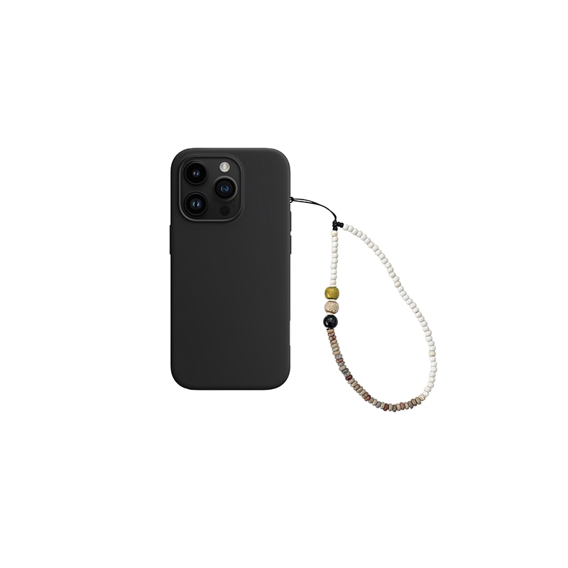 gemstone beads phone strap ivory+brown