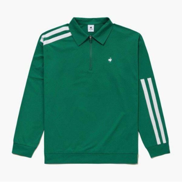 ゴルフTシャツ KQF GQ321MTL81-GREN 男性ハーフジップポロ長袖Tシャツ Green