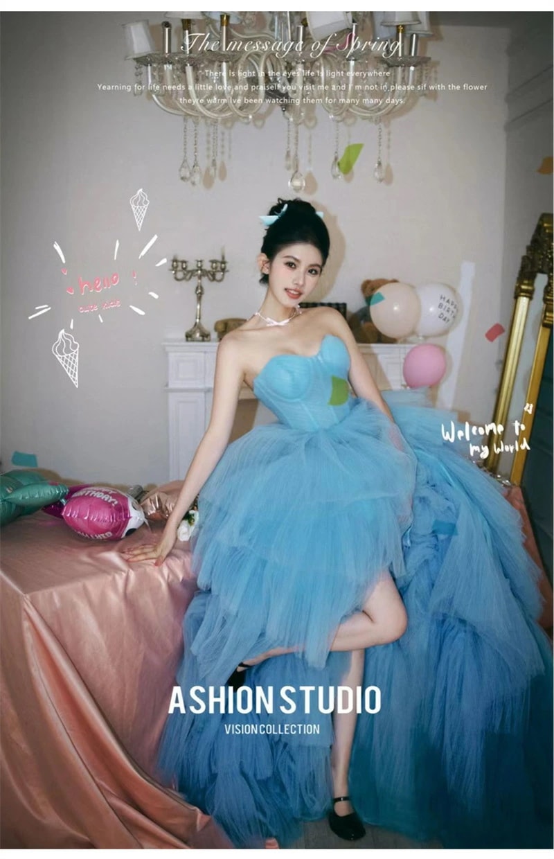 【新品追加】ウェディングドレス エレガント パーティードレス カラードレス 編み上げ 演奏会 姫系風 高級感 チュール ワンピース 結婚式ドレス 前撮り ウェディング撮影 ロングドレス きれいめ 二次 6,589円