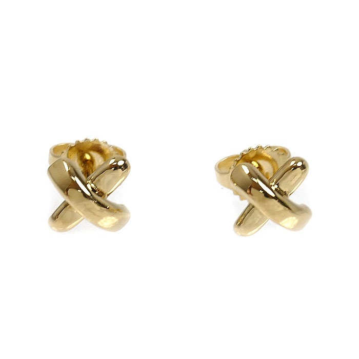 TIFFANY&Co. ティファニー K18YG イエローゴールド クロスステッチ ピアス 2.7g レディース 中古 美品
