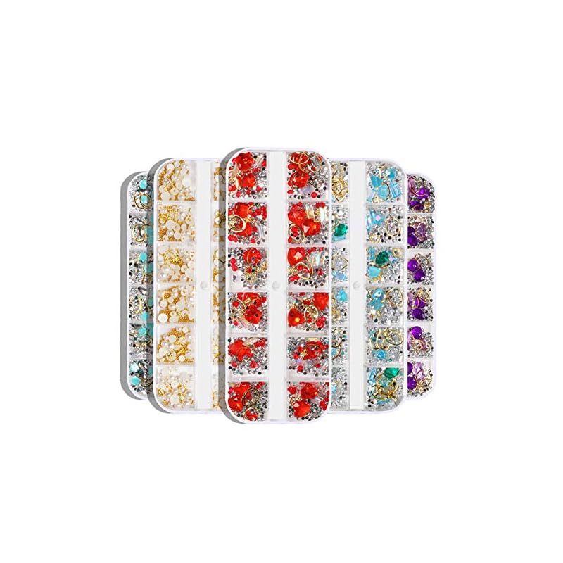 6 ボックスセット ラインストーンパーツ 枠 パールセット3Dメタルパーツ スタッズセット ジェルネイルパーツ メタルパーツ レジンパーツ アート用品