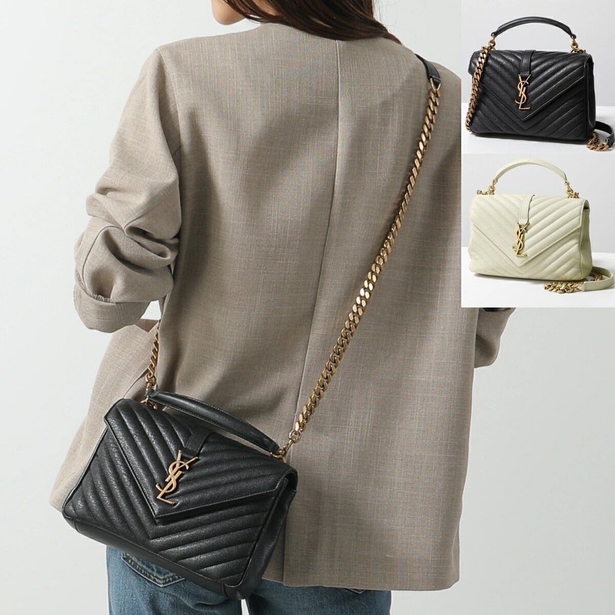 SAINT LAURENT サンローラン ショルダーバッグ COLLEGE M カレッジ ミディアム 600279 BRM07 レディース カサンドラロゴ 鞄 カラー2色 600279BRM07100