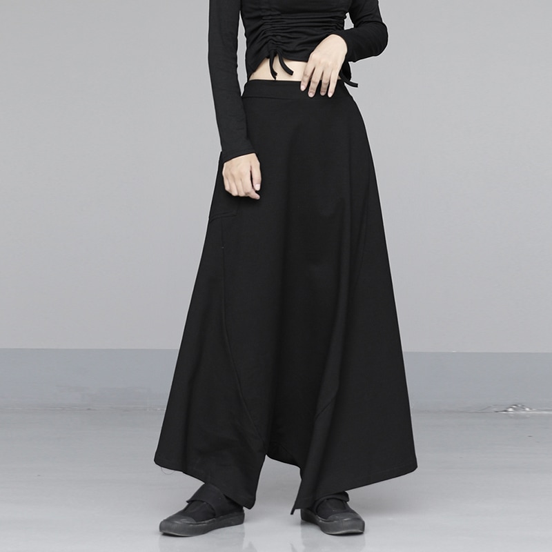 春と秋ニューレディースロークロッチワイドレッグパンツ多用途ハイウエストカジュアルレディースパンツ多用途ブラックシンプルラージサイズカジュアルパンツファッション無地シンプルレディースパンツ