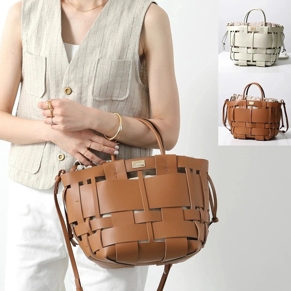 ZANCHETTI ザンケッティ トートバッグ WOVEN MIDI SHOPPER WMSH 736 レディース レザー ショルダーバッグ メッシュ 巾着 鞄 【mega】