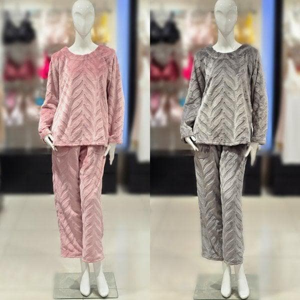 ポグニ極細糸幾何学模様バーンアウト室内着セット(vep395ws)_s