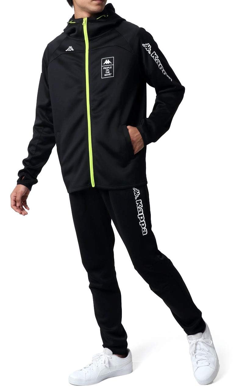 [カッパ] ジャージ メンズ 上下セット ストレッチ 切り替え スポーツウェア 別注 M-6L ルームウェア 部屋着 ブラック 4L