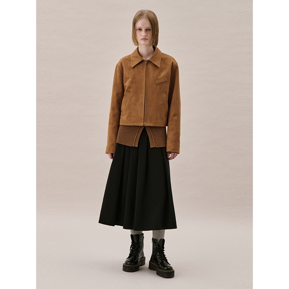 ahwe エコスエードジップアップジャケットキャメル