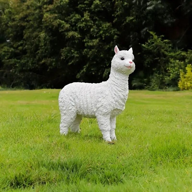 ガーデンオーナメント 置物 オブジェ アルパカ 動物 アニマル 庭 屋外インテリア ガーデニング かわいい おしゃれ