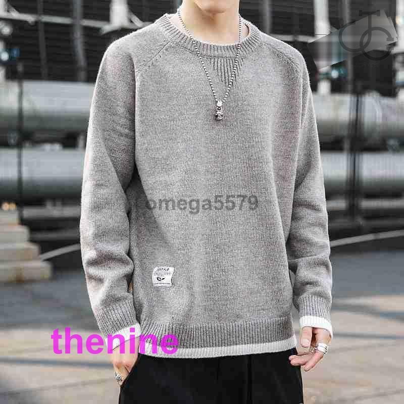 安い商品 今日だけ セーターメンズトップス長袖丸首インナーセーター無地モノトーン定番シンプル秋冬ゆったり保温プルオーバー 3枚購入で350円OFF