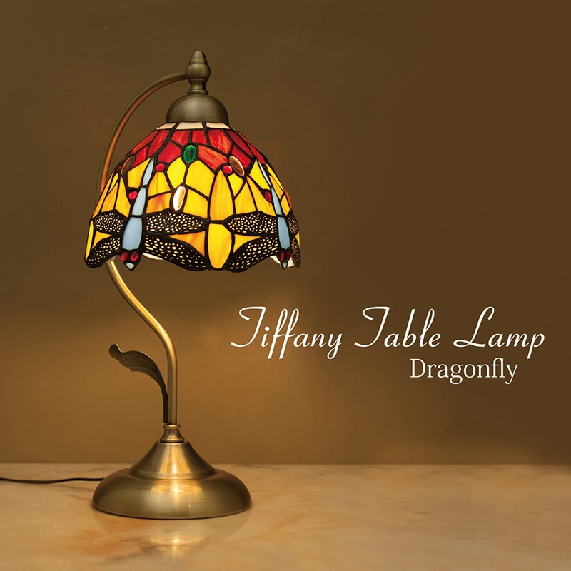 テーブルランプ スタンドライト トンボ 卓上ランプ モザイクガラス クラシカル ステンドグラス 1灯 E26 ベッドスタンド レトロ照明 LED電球対応 フロアライト
