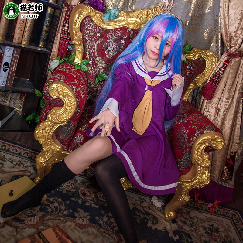 猫先生ゲーム人生空白cos服フルセットアニメコスプレ制服女装制服かつら