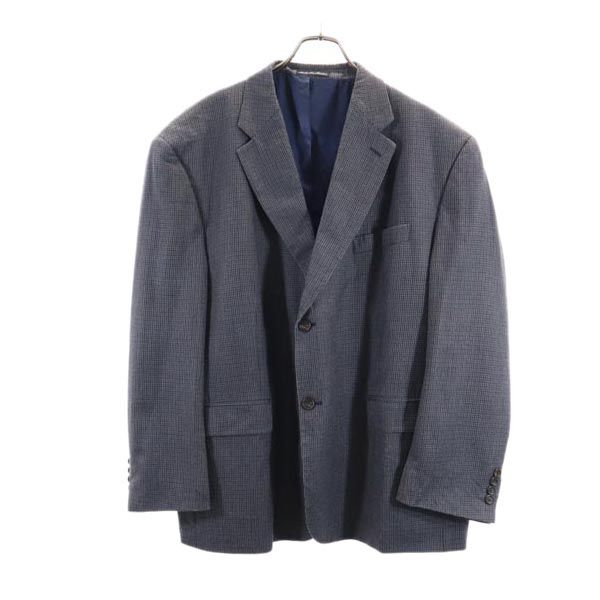 シルク ウールブレンド チェック柄 テーラードジャケット 48S グレー メンズ