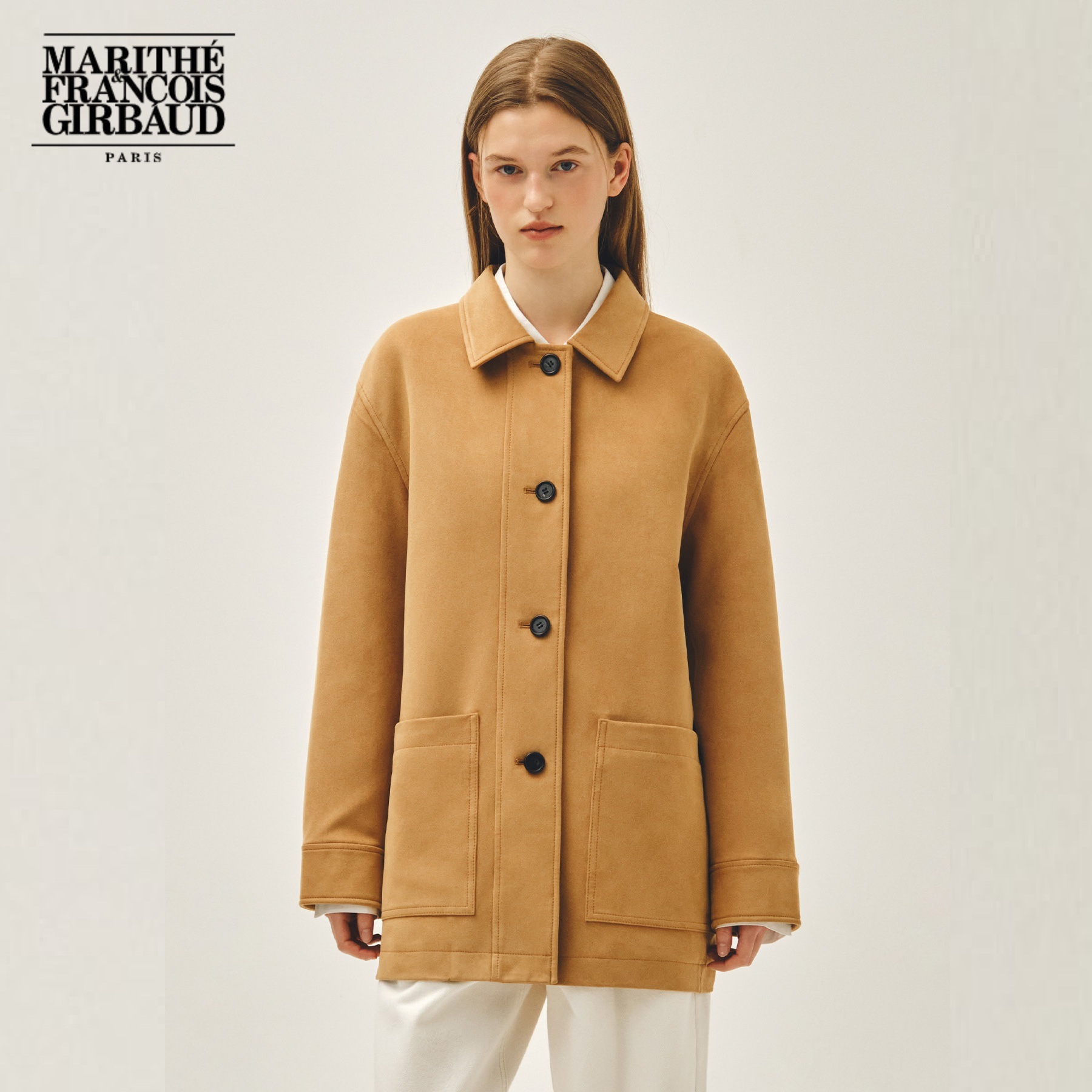 W FAUX SUEDE COLLAR JACKET camel