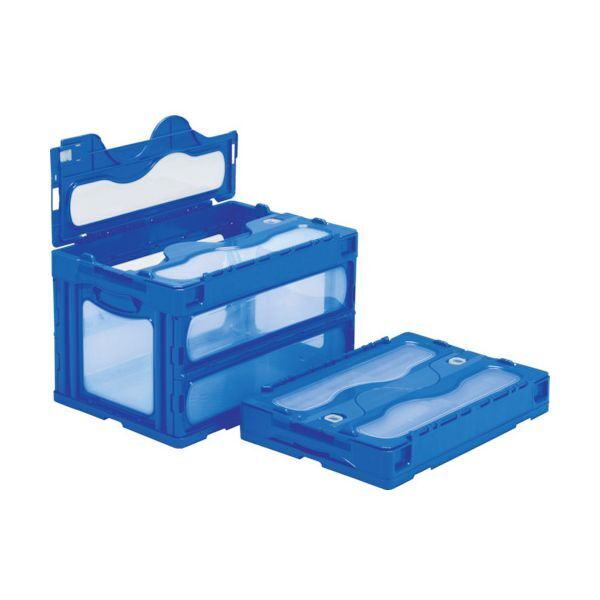 SKO-C-50B-BL ブルー フタ一体型折りたたみコンテナー 559000 マドコンC-50B メーカー直送