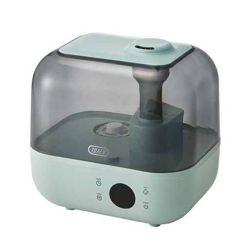 【TOFFY/トフィー】 抗菌ハイブリッドアロマ加湿器 HF08 (ペールアクア) 上部給水式 長時間加湿 ロングノズル 自動湿度コントロール機能 タイマー付き アロマオイル・アロマウォーター対応 抗