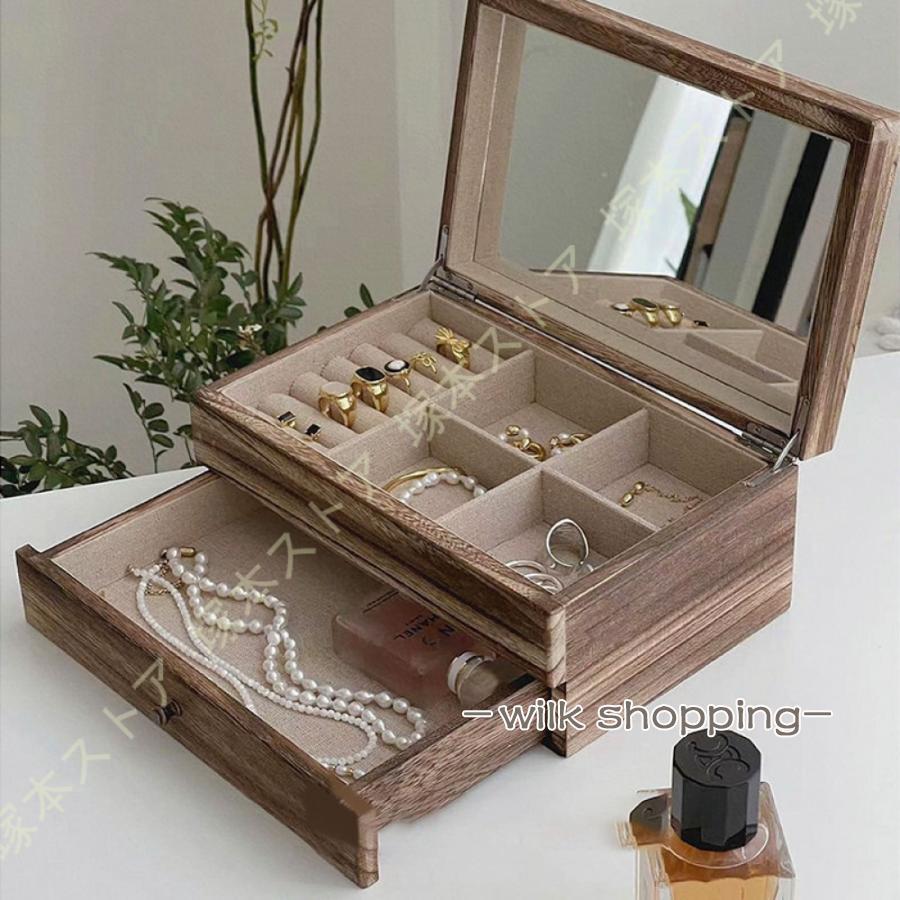 アクセサリーケース ジュエリーケース 木製 ジュエリーボックス おしゃれ 大容量 小物収納 指輪 リング ピアス イヤリング ネックレス 引き出し アンティーク 5,169円