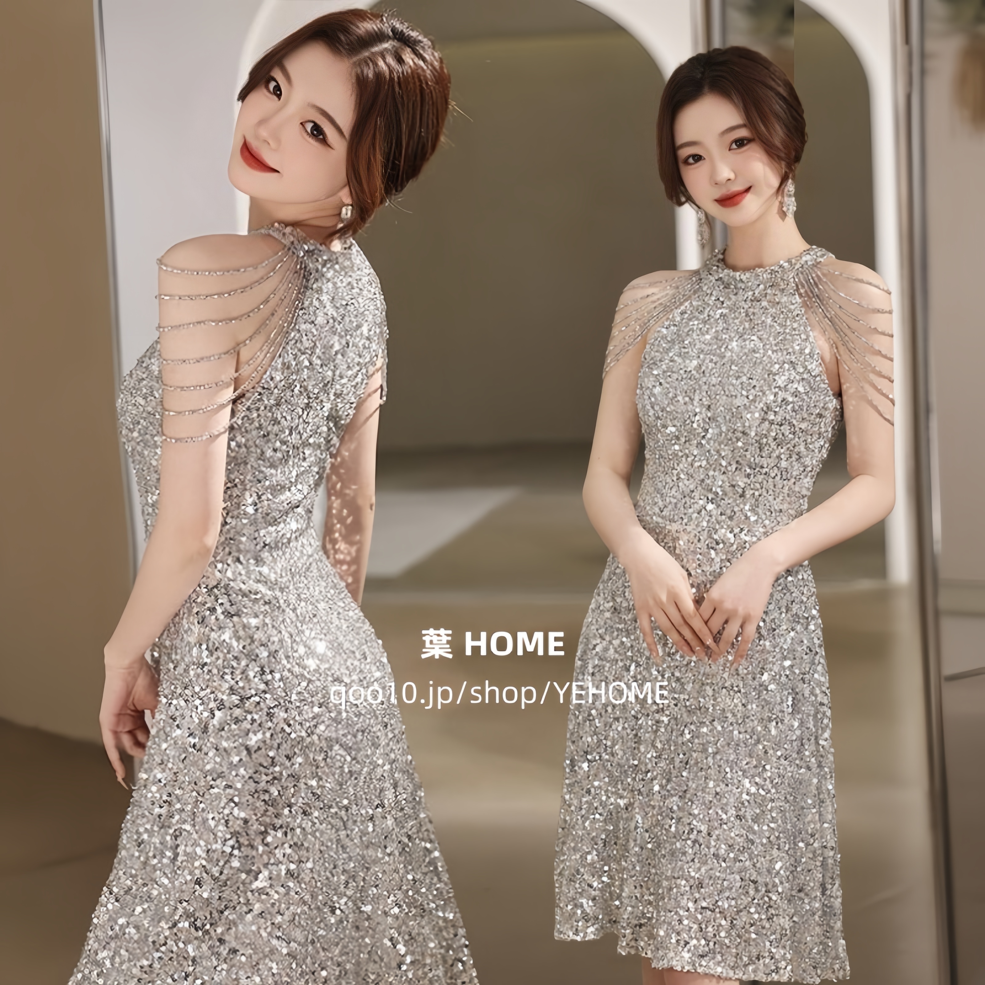 パーティードレス 二次会用 ウェディングドレス Aラインワンピース 演奏会 エレガンス ミディアム丈ドレス 成人式 発表会/撮影用/お嫁さん/披露宴/花嫁 カラードレス 8,264円