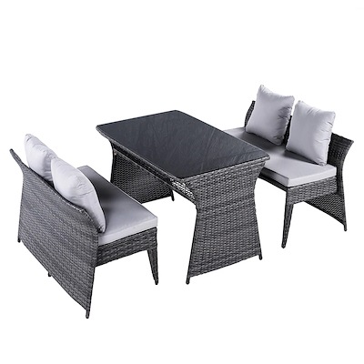 【国内即日発送】4人掛け ガーデン テーブル 3点セット ラタン調 ガーデンファニチャー ベランダテーブル ガーデンテーブル ガーデンチェアー テーブル コンパクト 屋外家具 ガーデンファニチャー お