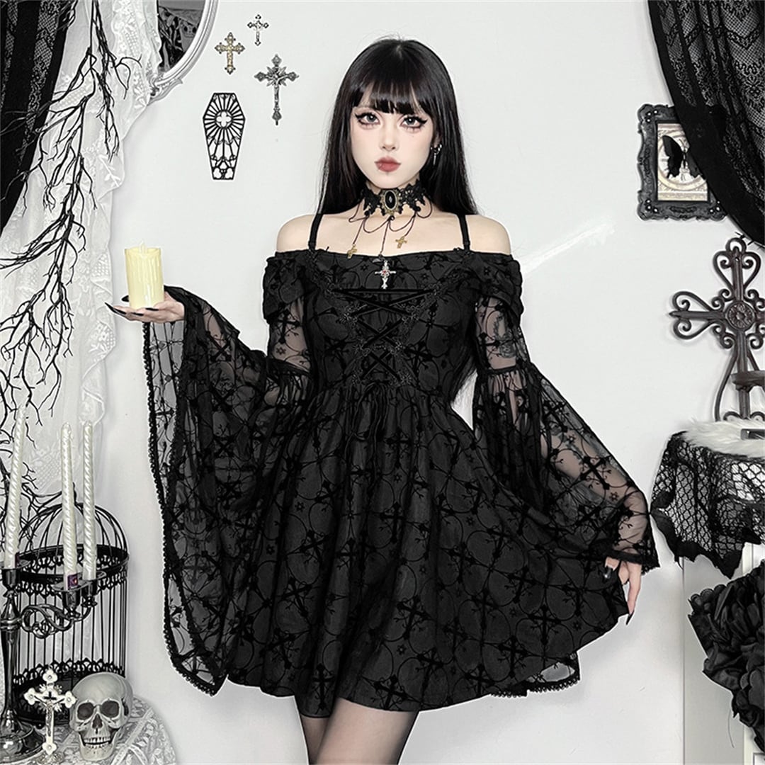 ハロウィン 今年 短纳期 女王様 魔女 暗黒系 セクシー ブラック S M L ワンピース