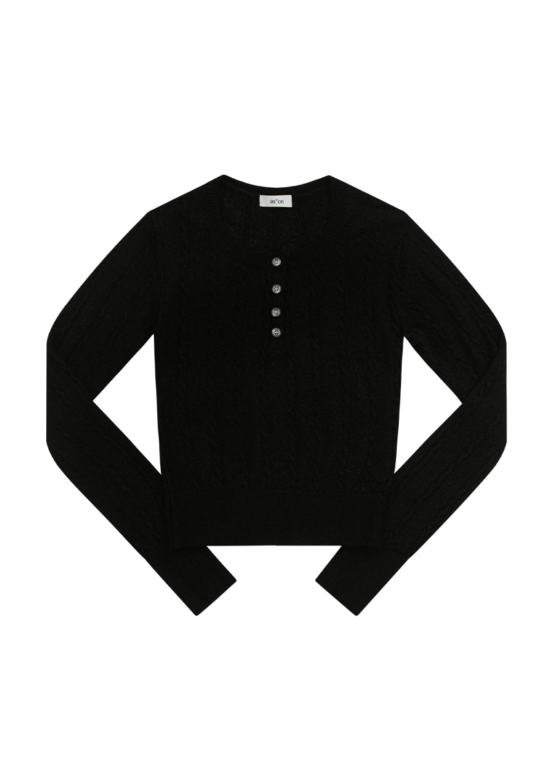 【AS"ON】 MISTY CABLE KNIT / BLACK 正規品