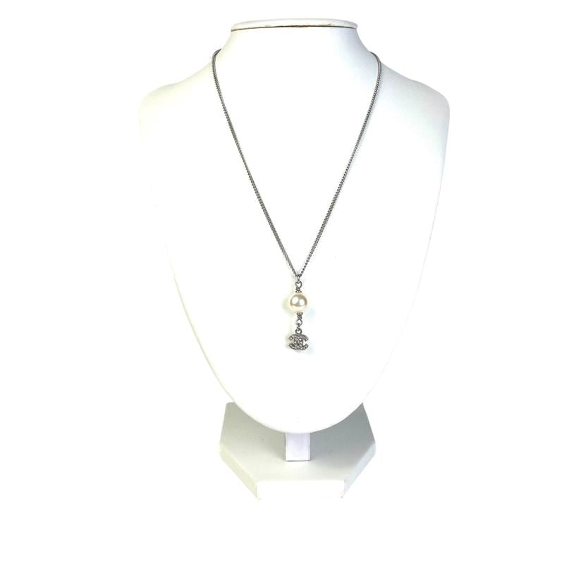 CHANELCHANEL シャネル ココマーク パール ネックレス シルバー A-7345