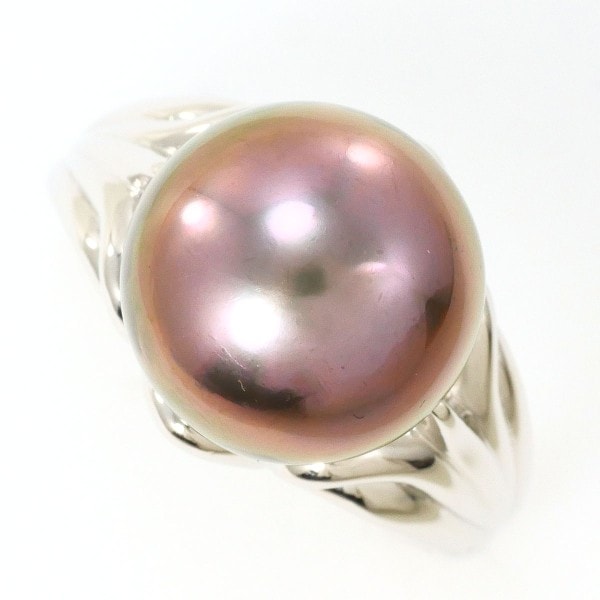 PT850 プラチナ リング 指輪 12号 黒蝶真珠 約12mm カード鑑別書 ジュエリー 中古 133,200円