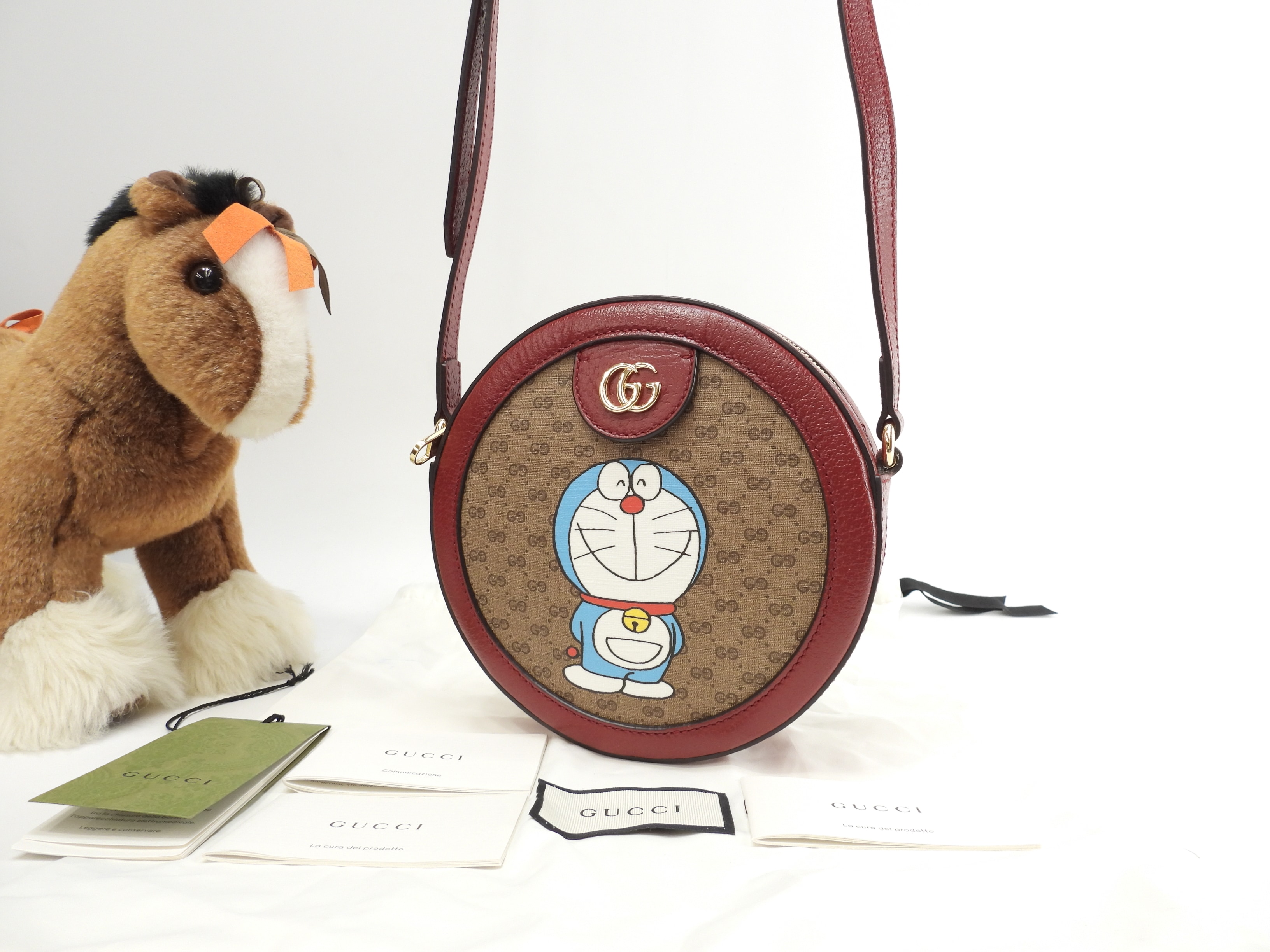 ポシェット ドラえもん マイクロGG茶赤 クロスボディバッグ 極美品@ 5