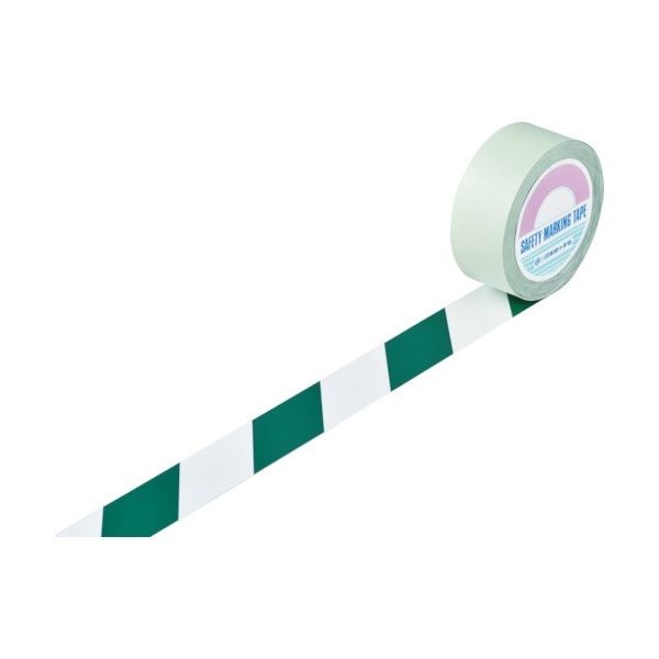 日本緑十字社 ガードテープ（ラインテープ） 白/緑（トラ柄） 50mm幅x20m 148084 1巻 10,586円