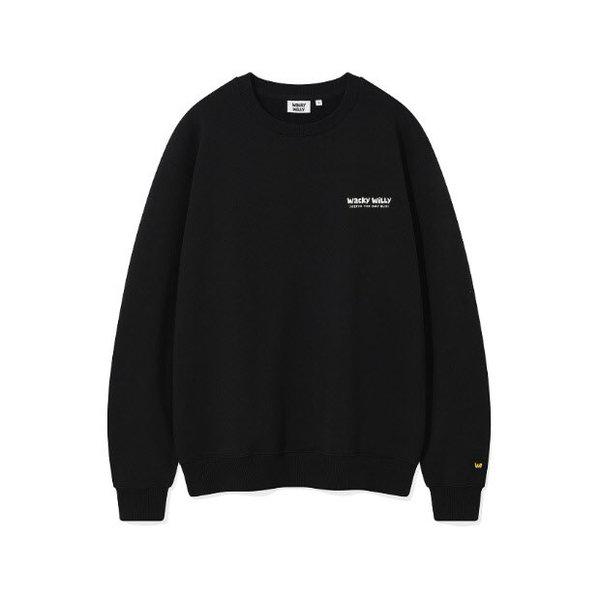 ワキウィリー長袖Tシャツ KQJ WA2503CR12BK バックプリント レタリング スウェットシャツ ブラック