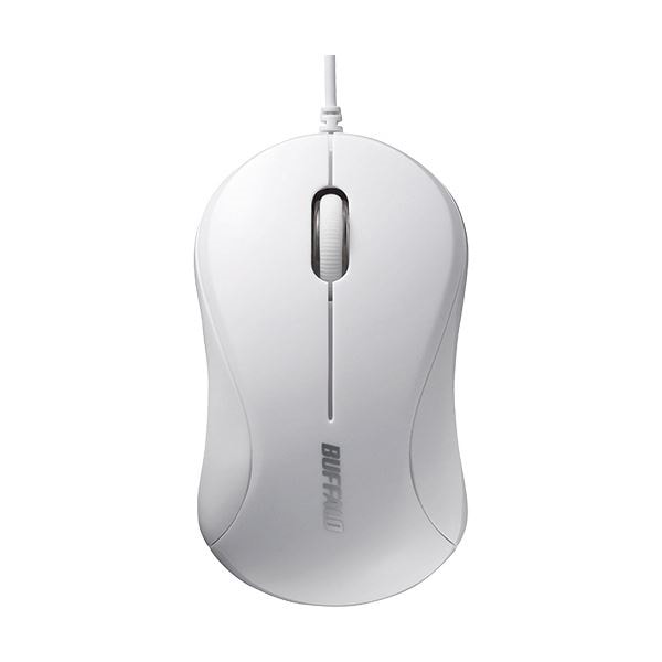 （まとめ） バッファロー 有線PS2 光学式マウス3ボタンタイプ ホワイト BSMOP050WHZ 1個 10セット
