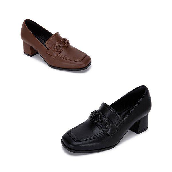 ヨファ・トリ・牛革ローファーヒール 2色