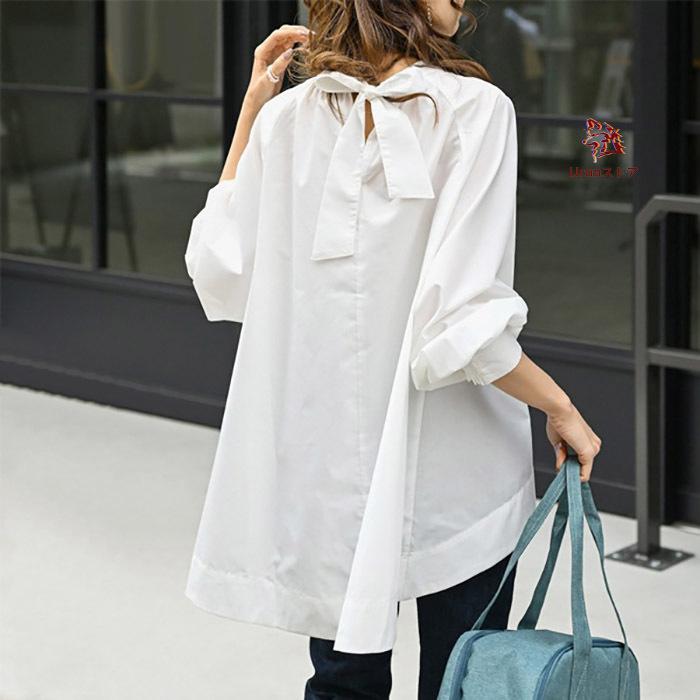 長袖Tシャツ ロングTシャツ レディース トップス 長袖 tシャツ シャツ 白シャツ 無地 トップス コットン インナー 着痩せ ゆったり 体型カバー おしゃれ 大人可