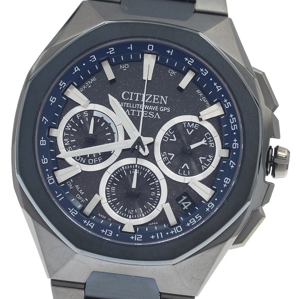 シチズン CITIZEN CC4106-74E/F950-00CWB01 アテッサ ACT Line クロノグラフ ソーラー電波 メンズ 極美品 箱・保証書付き_948910【中古】