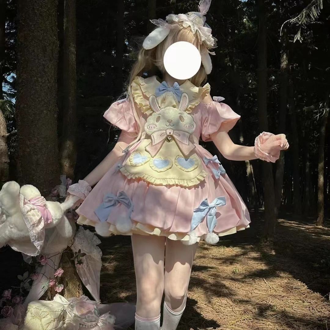 ロリータドレス ゼロカードラビット半袖p刺繍バニースイートツインバドロリータ