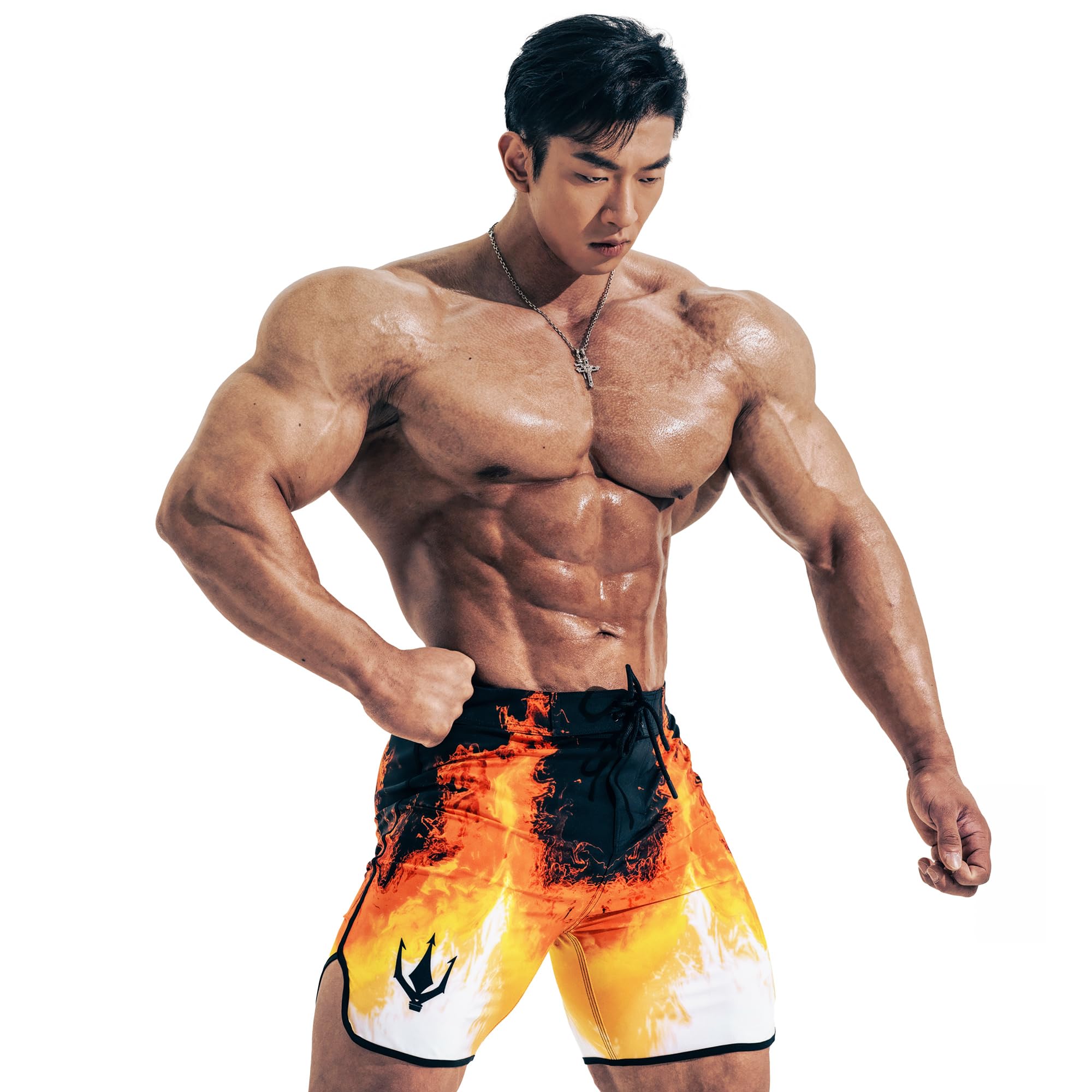 [FIED] ファイド 15インチ メンズフィジークボードショーツサーフパンツ IFBB NPC SSA (オレンジ)