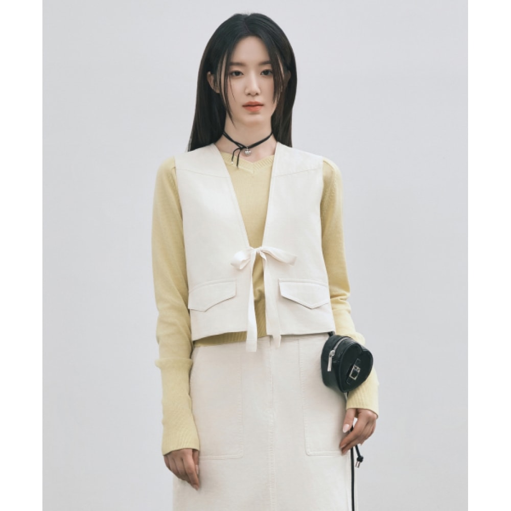 COVERNAT 女性用ベーシック Vネックニットライトイエロー