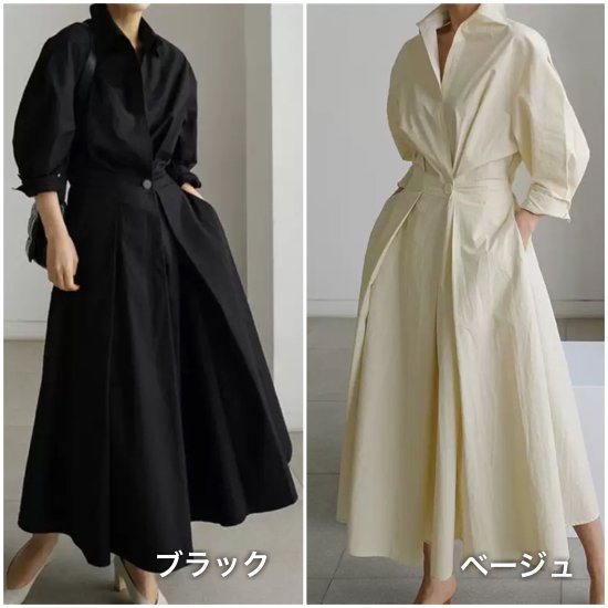 【取寄：納期2週間】ワンピース ロング丈 ルーズ Aライン ボトミングシャツ レディース 無地 体型カバー 夏